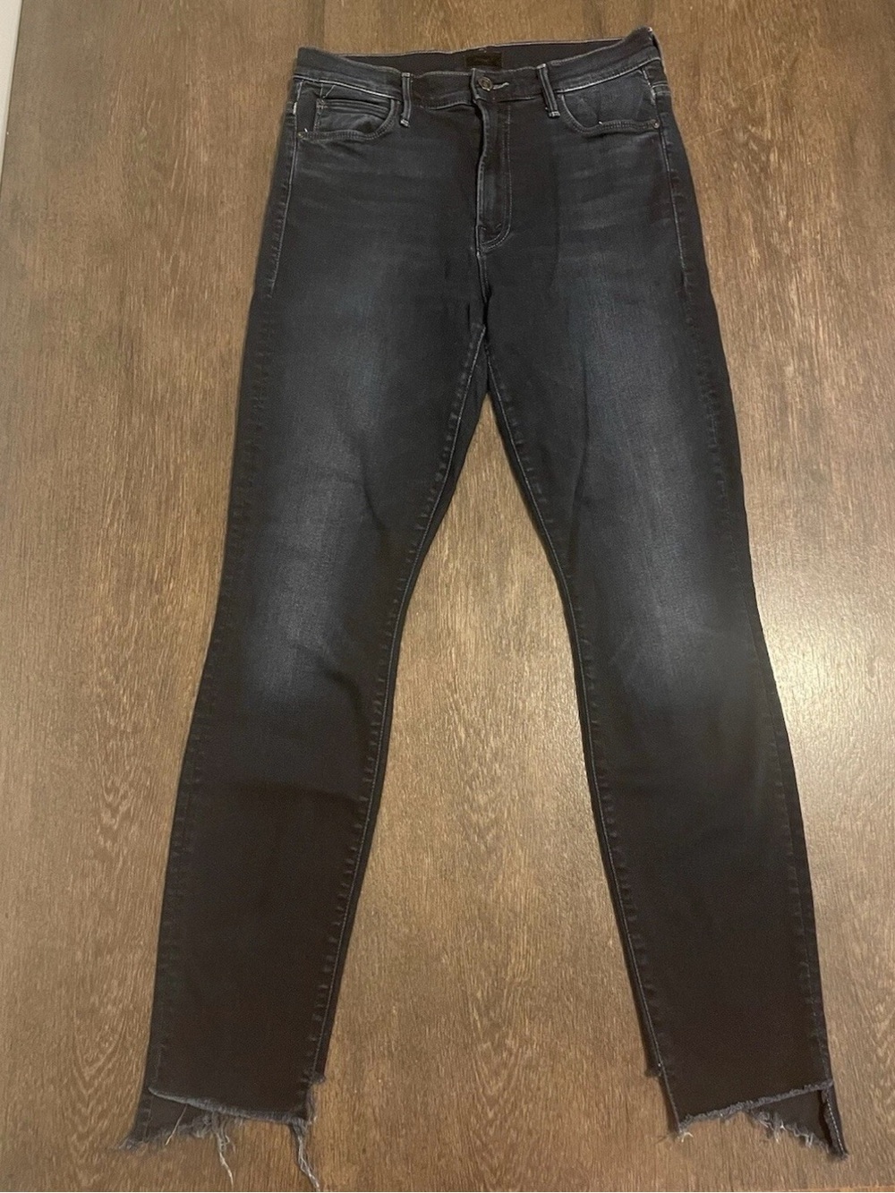 Mother Jeans The Stunner Zip Two Step Ankle Fray Size 28 Last Call Dark Blue